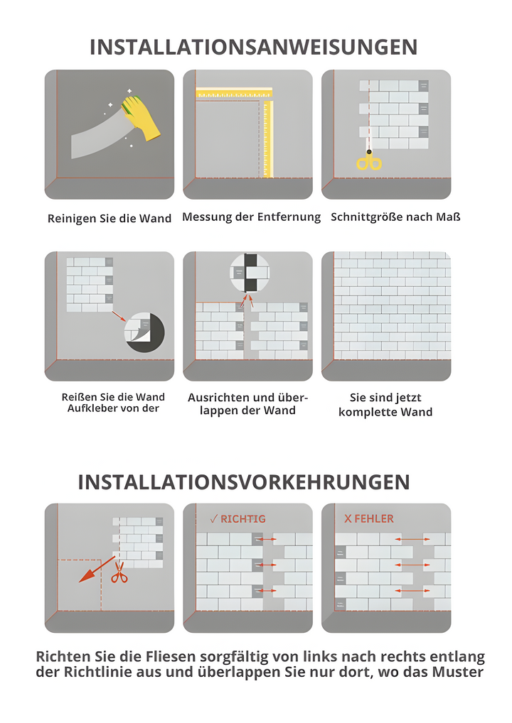 Robuste, selbstklebende 3D Wandfliesen, wasserfest & ölbeständig für lange Haltbarkeit in Küche und Bad.
