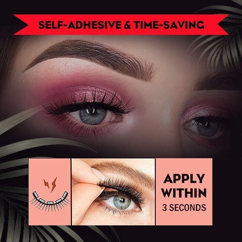 Wiederverwendbare künstliche Wimpern für Volumen & Länge, selbstklebend & einfach anzuwenden.