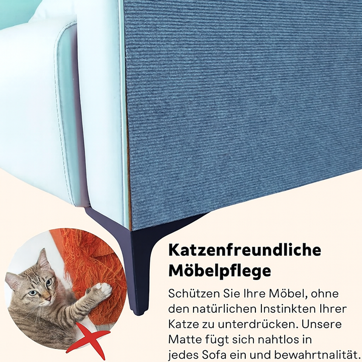 Robuste Kratzmatte für Katzen als Möbelschutz, selbstklebend, ideal für Sofa & Stühle.