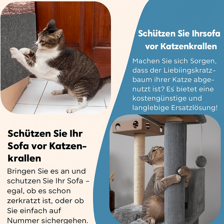 Selbstklebende Kratzschutzfolie als effektiver Möbelschutz; schützt Sofa & Sessel vor Katzen.