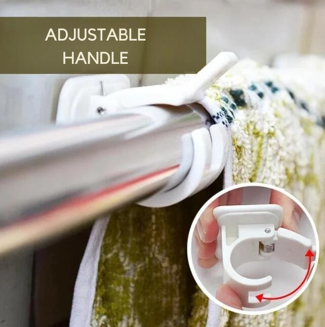 Verstellbare Vorhanghalterung, selbstklebend, ohne Bohren. Ideal für leichte Gardinen & Wohnaccessoires.