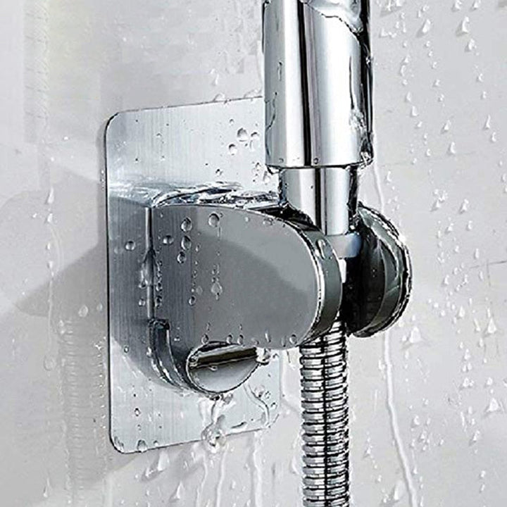 Selbstklebender Duschkopfhalter, bohrfrei, verstellbar, aus silbernem ABS für die Dusche.
