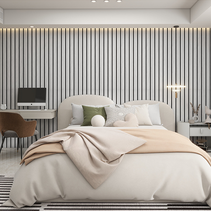 Mattes Wandpaneel, selbstklebend, Holzoptik Lamellendesign. Perfekt für moderne Wohnzimmer und Flur Dekoration.
