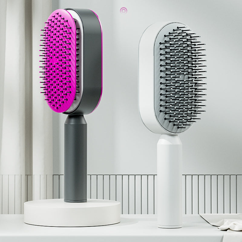 Innovative selbstreinigende Haarbürste für einfache Haarpflege. Stimuliert die Kopfhaut und fördert gesundes Haar.