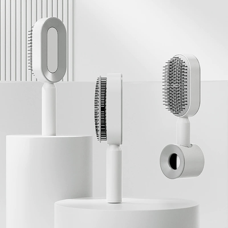 Selbstreinigende Haarbürste für einfache Haarpflege & schnelles Entwirren aller Haartypen. Ideal für Styling.