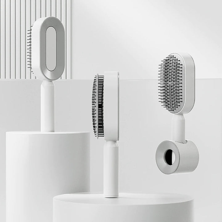 Selbstreinigende Haarbürste für einfache Haarpflege & schnelles Entwirren aller Haartypen. Ideal für Styling.
