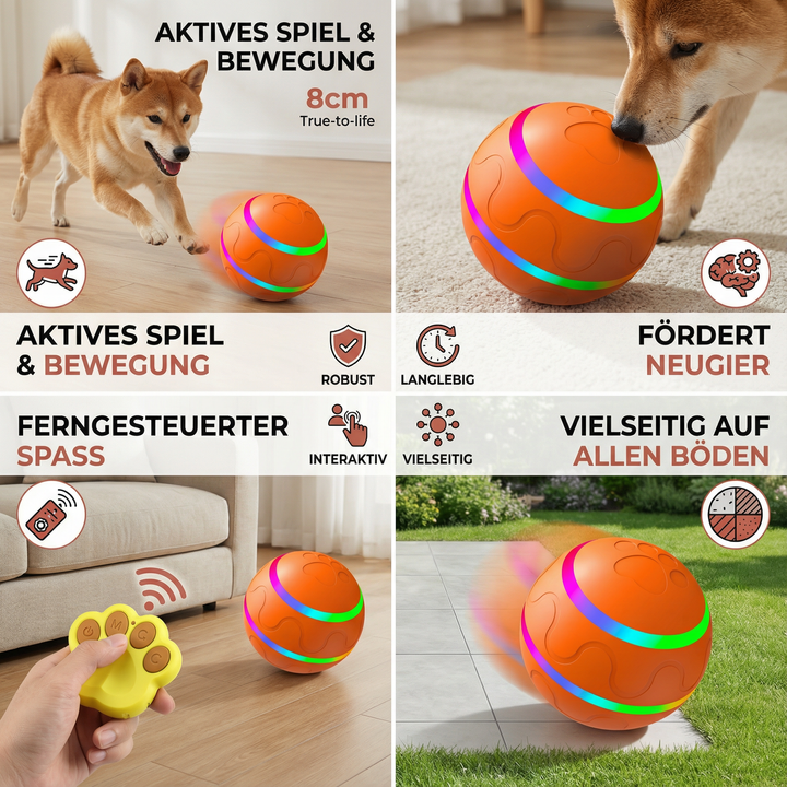 Vielseitiger selbstrollender Hundeball für langlebige Beschäftigung. Robustes Welpenspielzeug.