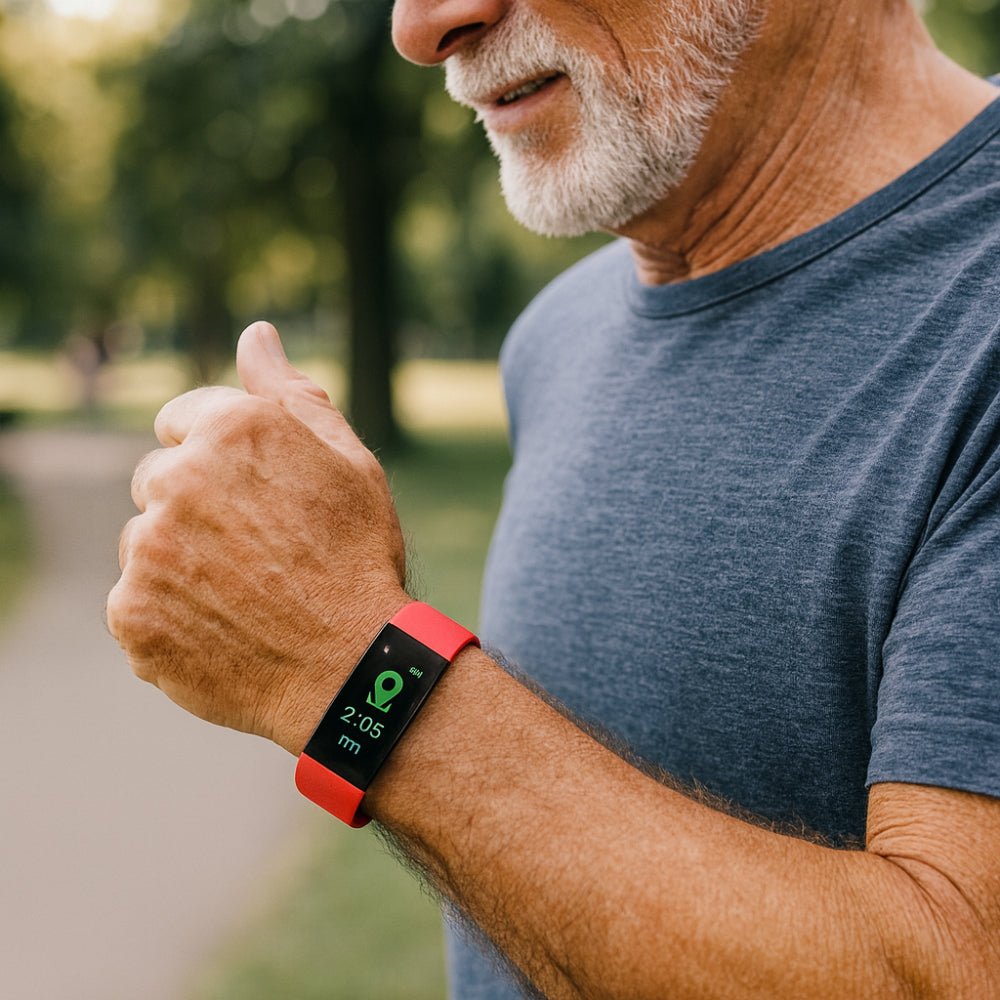 Benutzerfreundliche Senioren Smartwatch mit großen Icons, die Unabhängigkeit & einfache Kommunikation fördert.