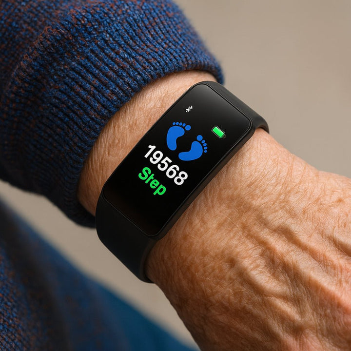 Elegante Senioren Smartwatch mit komfortablem Armband; modernes Wearable für täglichen Gebrauch & Stil.