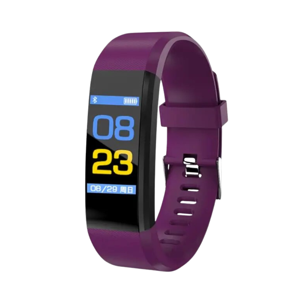 Senioren Smartwatch Display zeigt Herzfrequenz & Schritte; bequemes Silikonarmband für Tragekomfort.