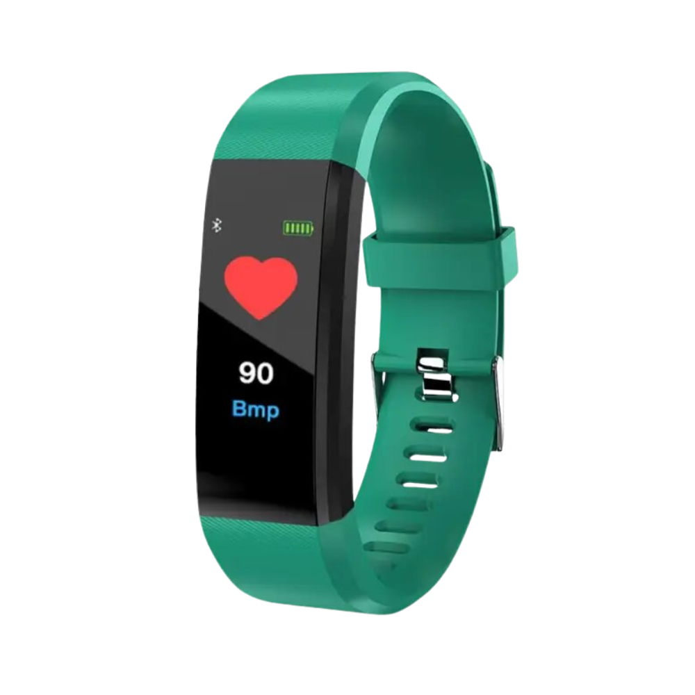 Digitale Senioren-Smartwatch zeigt Herzfrequenz, Blutdruck & Schrittzahl auf klarem Display.