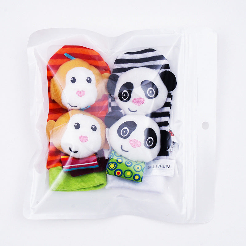 Ideales Babygeschenk: Sensorische Socken und Armbänder in Tierform, fördert die Sinnesentwicklung.