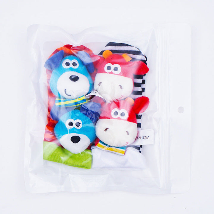 Greif- und Rasselspielzeug: Sensorische Babysocken und Armbänder unterstützen frühe motorische Entwicklung.