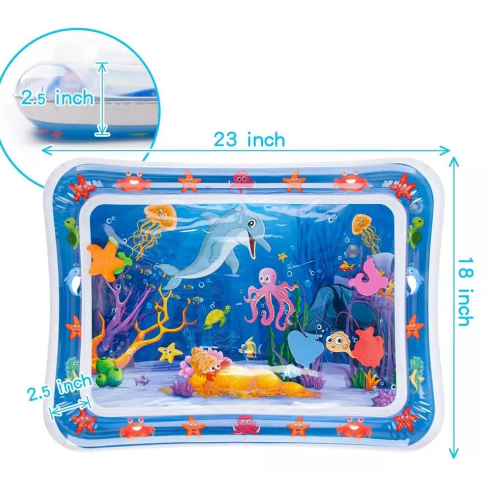 Baby Wasserspielmatte mit Entdeckungsspaß; bunte Unterwasserwelt regt Sinne an. Ideales Babyspielzeug für frühe Entwicklung.