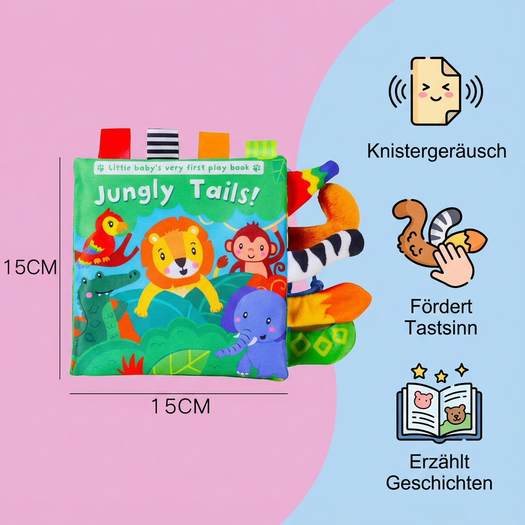 Geschenk für Kleinkinder: Sensorisches Knisterbuch. Babyspielzeug zur motorischen Entwicklung, weich & sicher.