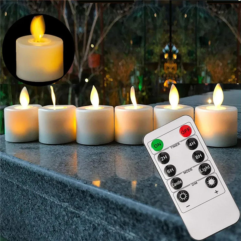 Elegante LED Kerze mit beweglichem Docht, inkl. Fernbedienung für bequemes Ein- & Ausschalten. Perfekt für Wohnambiente.
