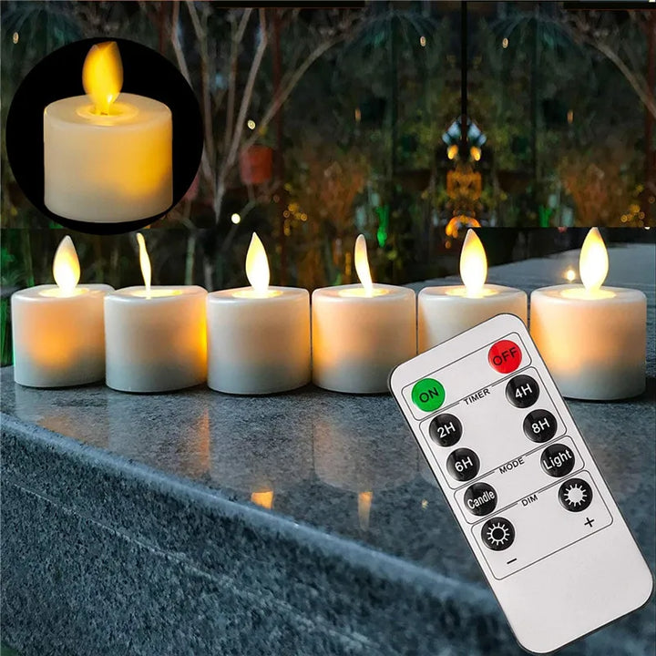 Elegante LED Kerze mit beweglichem Docht, inkl. Fernbedienung für bequemes Ein- & Ausschalten. Perfekt für Wohnambiente.