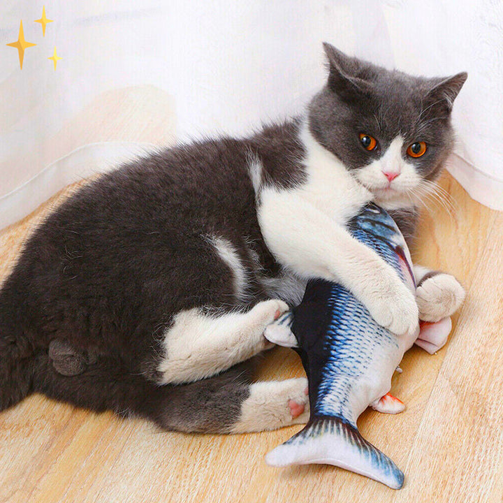 Interaktives FitFish Katzenspielzeug-Set mit 4 realistischen, beweglichen Fischen.