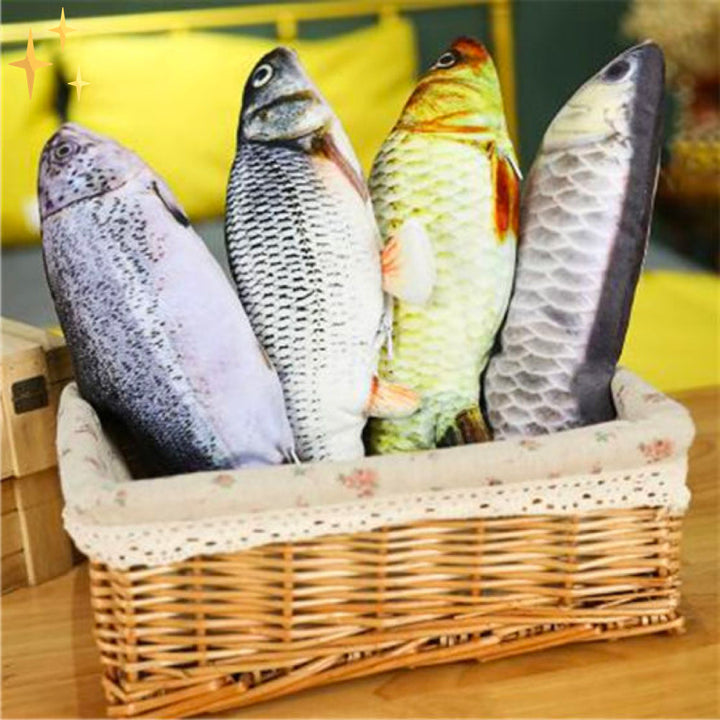 Katzen-Aktivitätsspielzeug: 4 interaktive, bewegliche Fische von FitFish für Spielspaß.