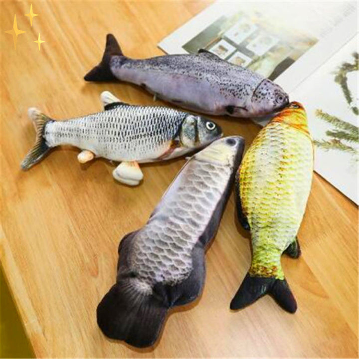 FitFish: Set aus 4 beweglichen Fisch-Spielzeugen für Katzen, steigert Spielinstinkt.