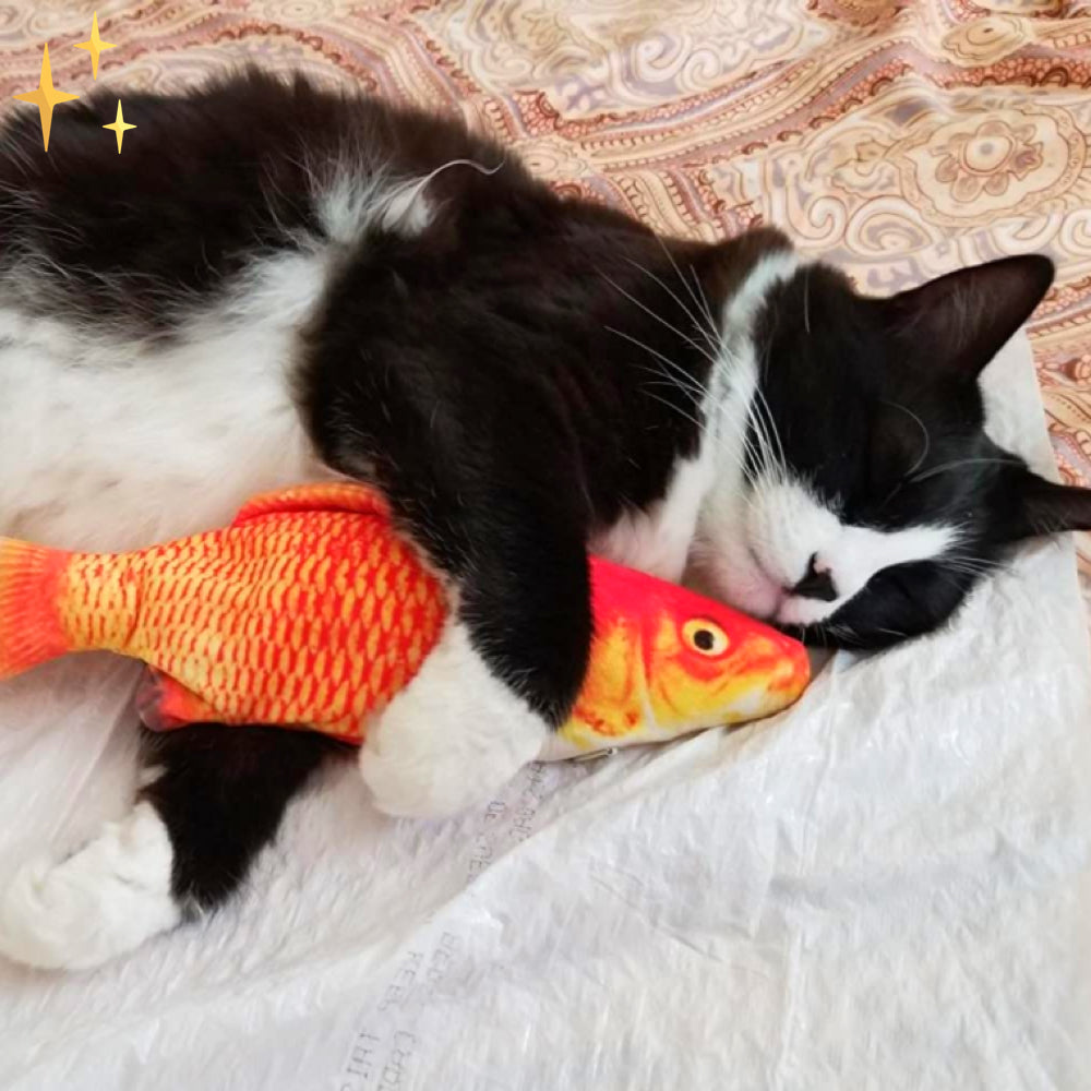 Hochwertiges FitFish Katzenspielzeug: Vier bewegliche, realistische Fische für Haustiere.