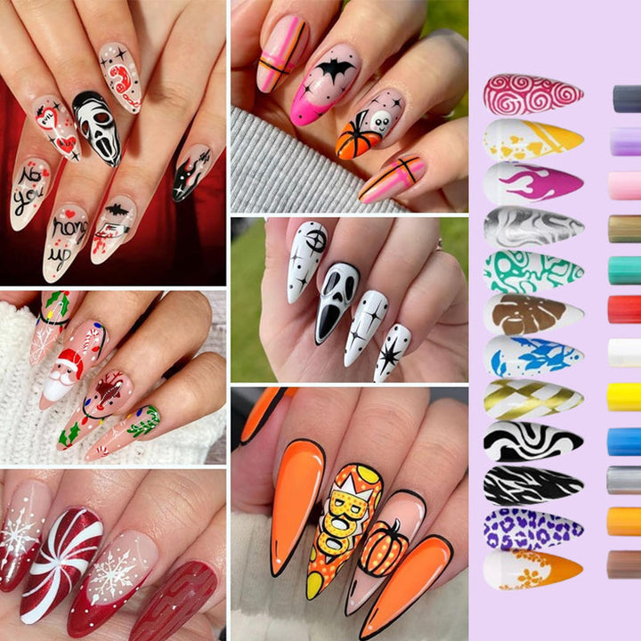 Präzise Nagelstifte für detaillierte Nagelmalerei. Erstelle einzigartige kreative Nageldesigns & schöne Nägel zu Hause.