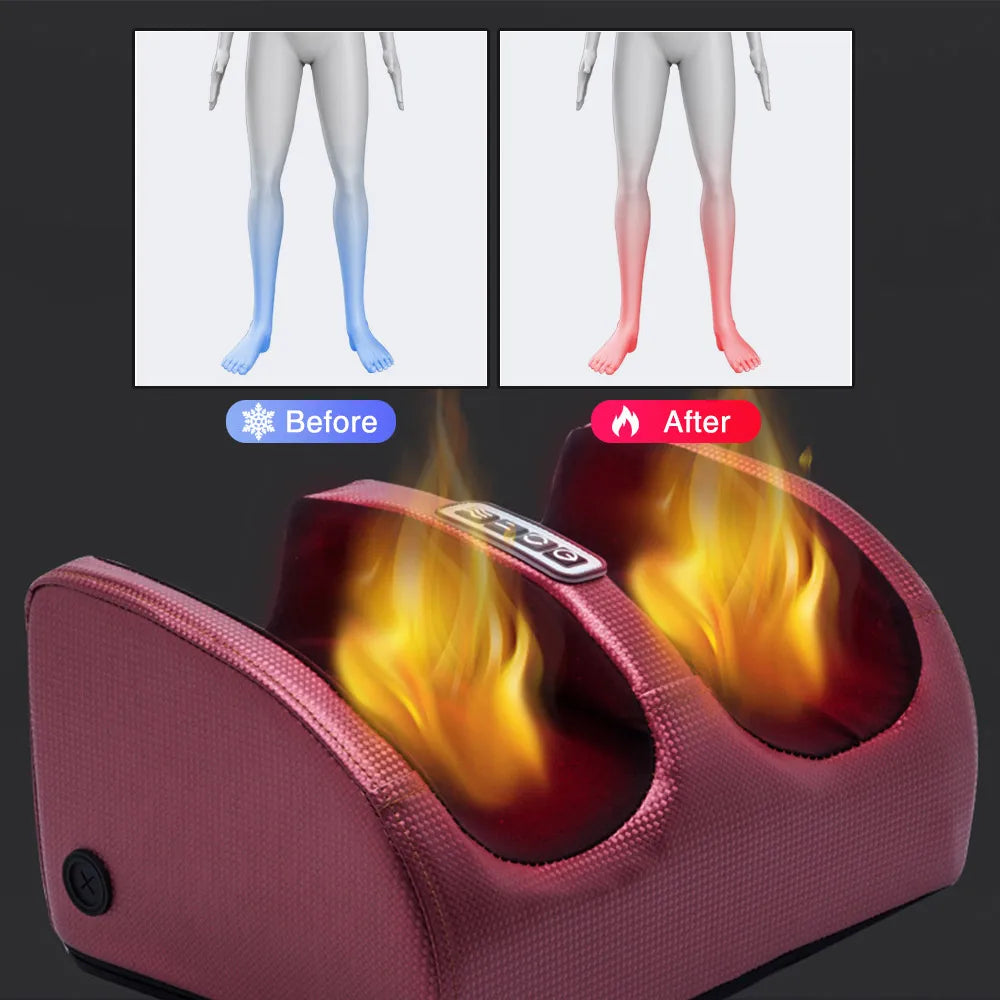 Ergonomisches Shiatsu-Fußmassagegerät mit Wärmefunktion, ideal für müde Füße und zur Förderung der Durchblutung.