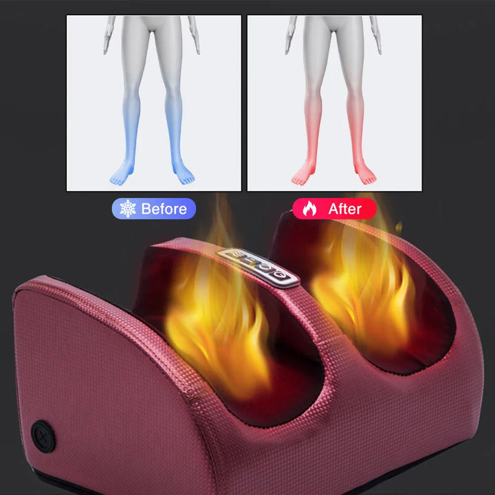 Ergonomisches Shiatsu-Fußmassagegerät mit Wärmefunktion, ideal für müde Füße und zur Förderung der Durchblutung.