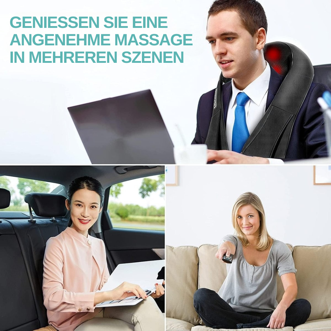 Tragbares Shiatsu-Massagekissen für tiefe Rückenmassage mit wohltuender Infrarotwärme zur Muskelentspannung.