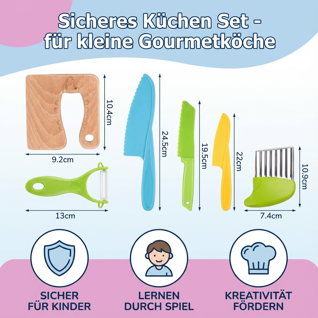 Kinder Küchenset zum Erlernen gesunder Ernährung; interaktives Kochspielzeug, pädagogisch wertvoll.