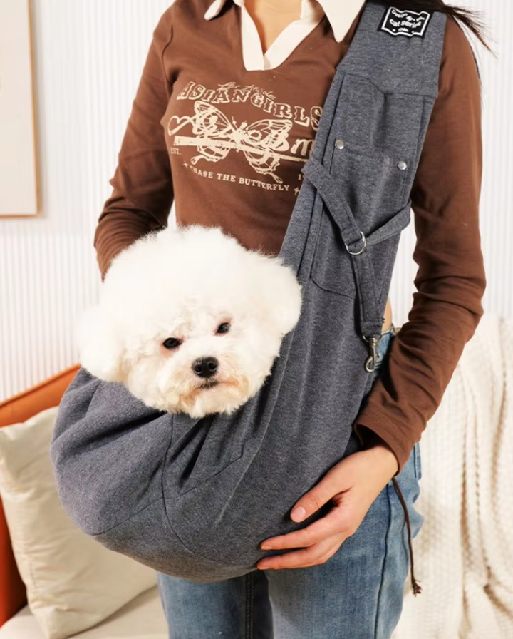 Ergonomische Hunde- & Katzenschultertasche im modernen Design. Ideale, sichere Transporttasche für kleine Haustiere.