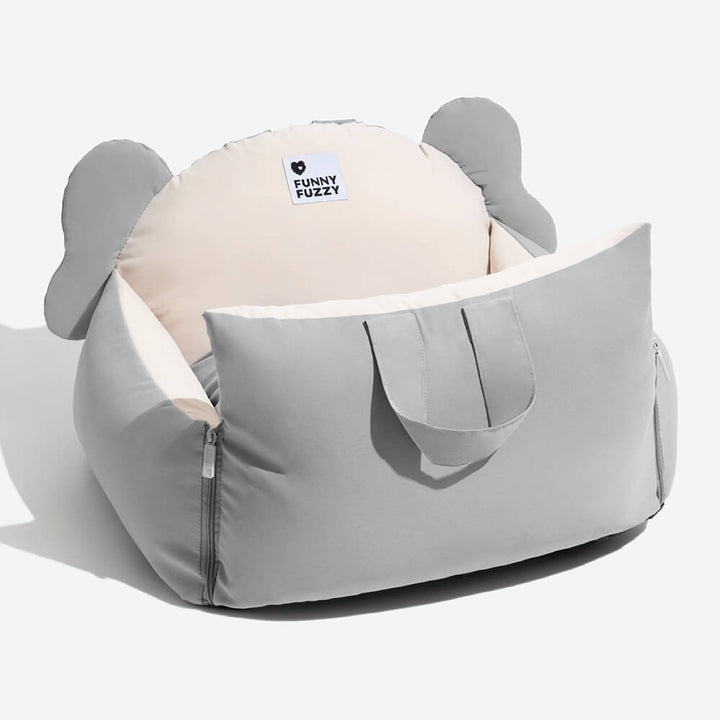 Eleganter Hundeautositz mit Tiermotiven, waschbares Hundezubehör für jede Fahrt.