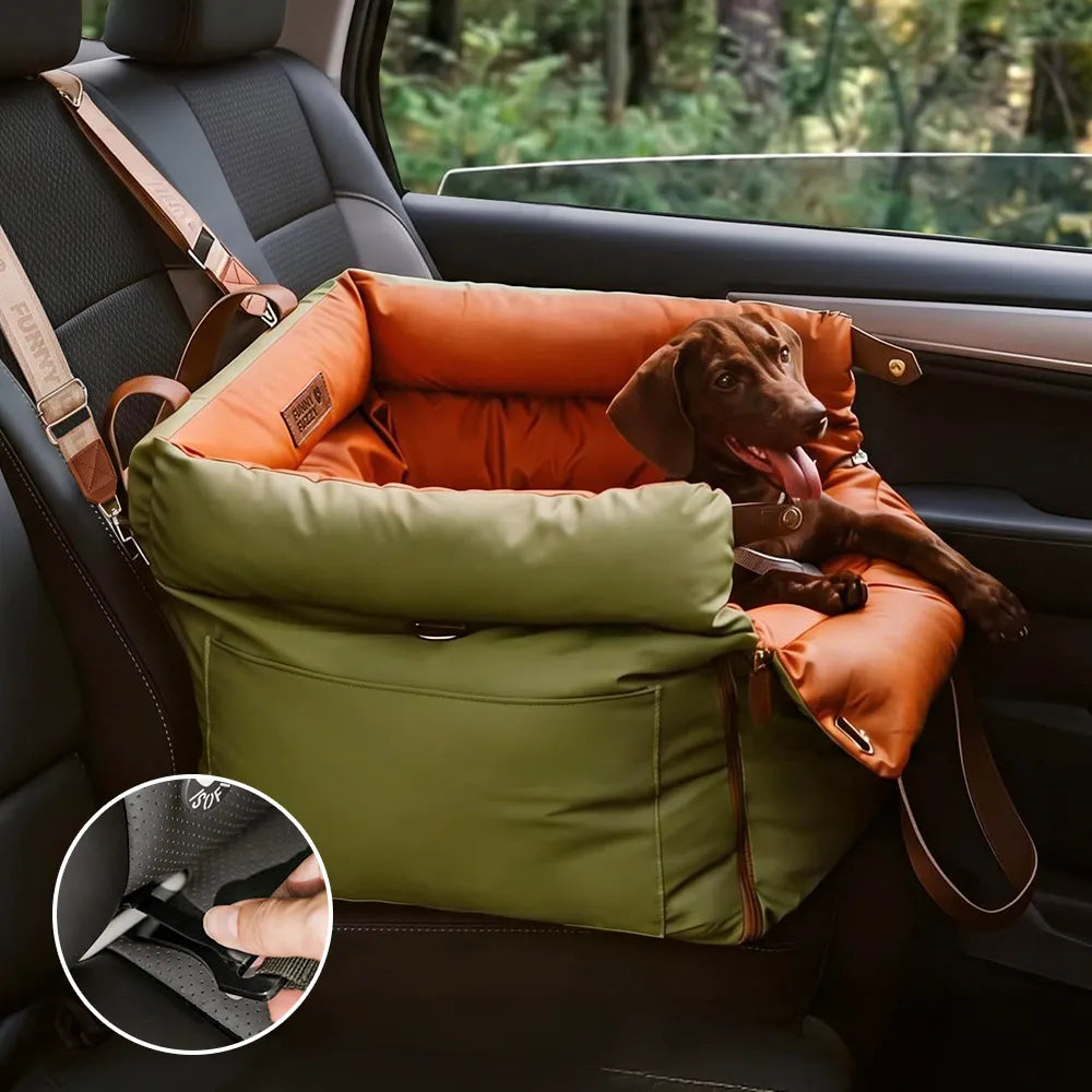 Sicherer ISOFIX Hundesitz für Auto, bietet Komfort & Schutz. Ideal für sicheren Hundetransport im Fahrzeug.