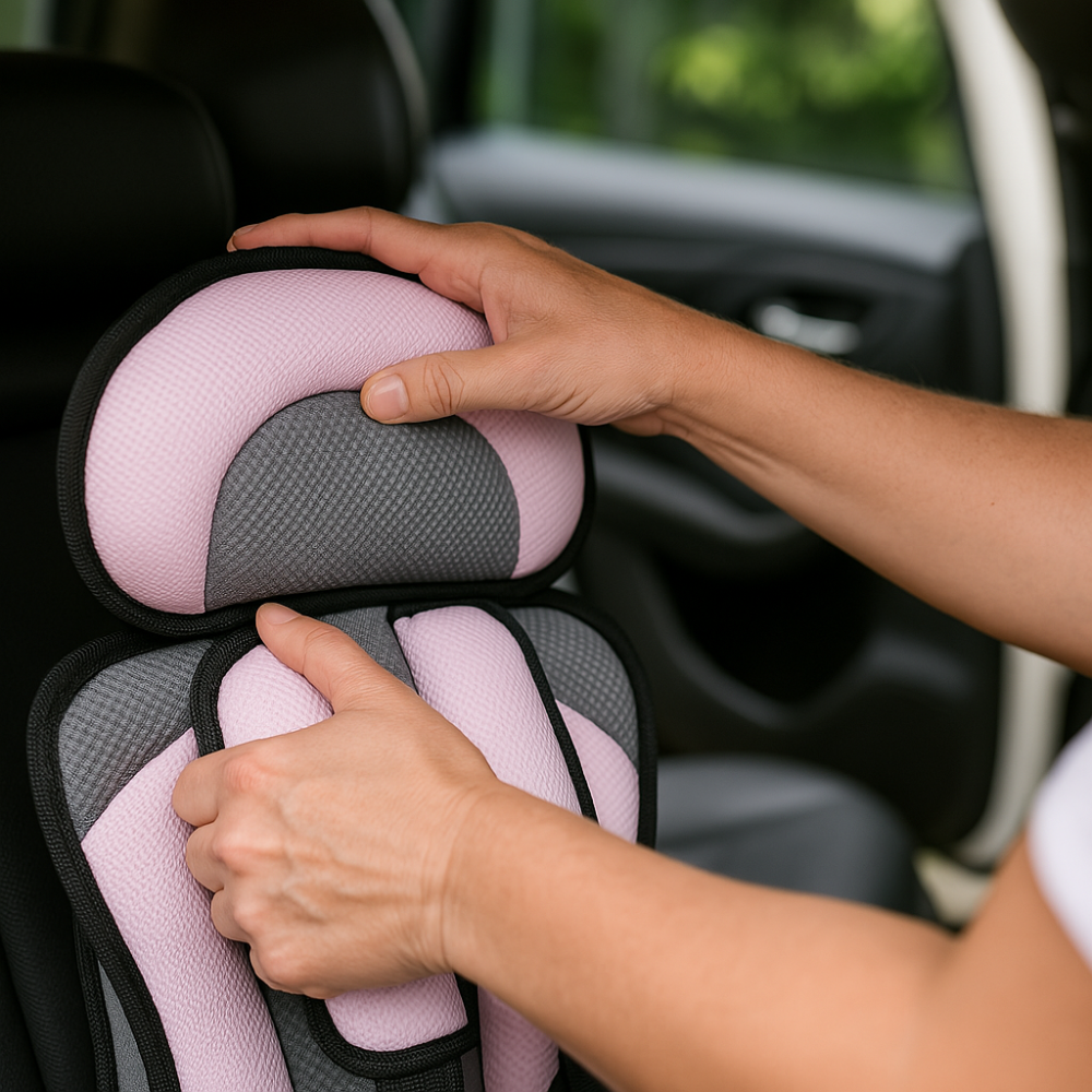 Detailansicht des 5-Punkt-Gurtsystems eines Kindersitzes, das optimalen Schutz für Ihr Kind bietet.
