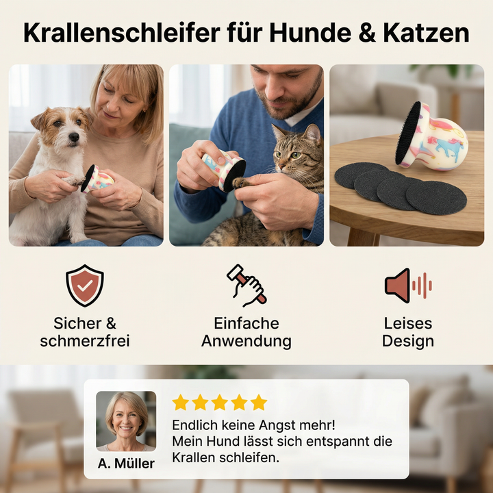 Professioneller Krallenschleifer für Heimtiere. Ideal für Hund, Katze. Für gepflegte Krallen wie vom Tiersalon.