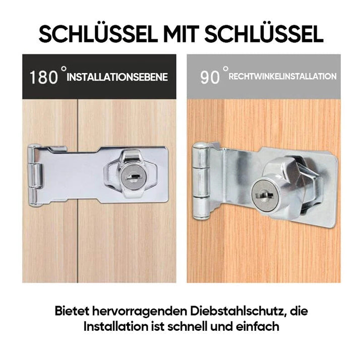 Effektiver Schutz: Schlüsselschloss-Riegel als Tür- & Möbelschloss, sichere Montage ohne Bohren.