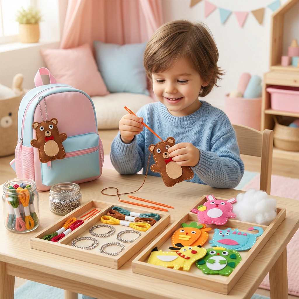 Sicheres Filz Nähset für Kinder: Kreativer Bastelspaß & DIY Tierfiguren. Fördert Feinmotorik.
