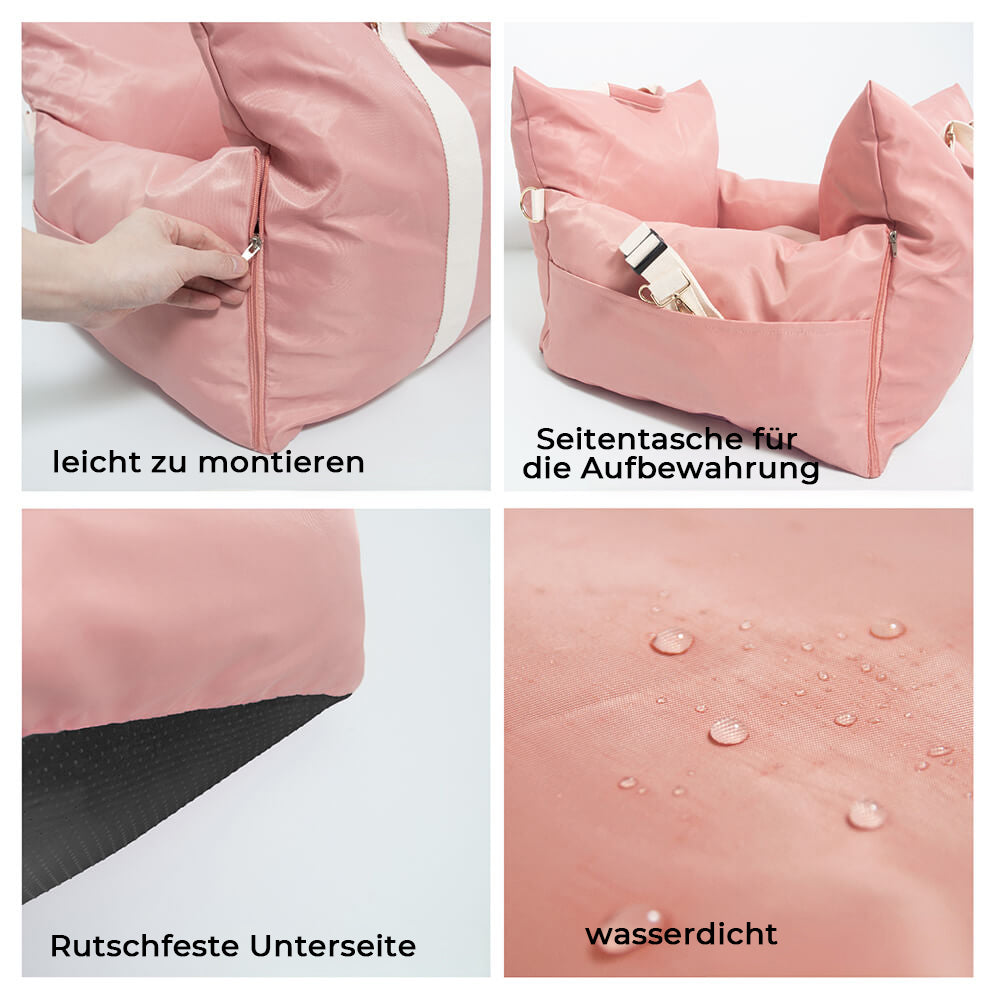 Modernes Hundeautositzbett, stilvoll & funktional für jeden Pkw.