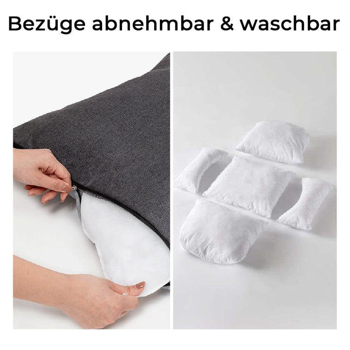 Vielseitiges Hunde-Autositzbett; auch als normales Hundebett nutzbar, abnehmbarer Bezug.