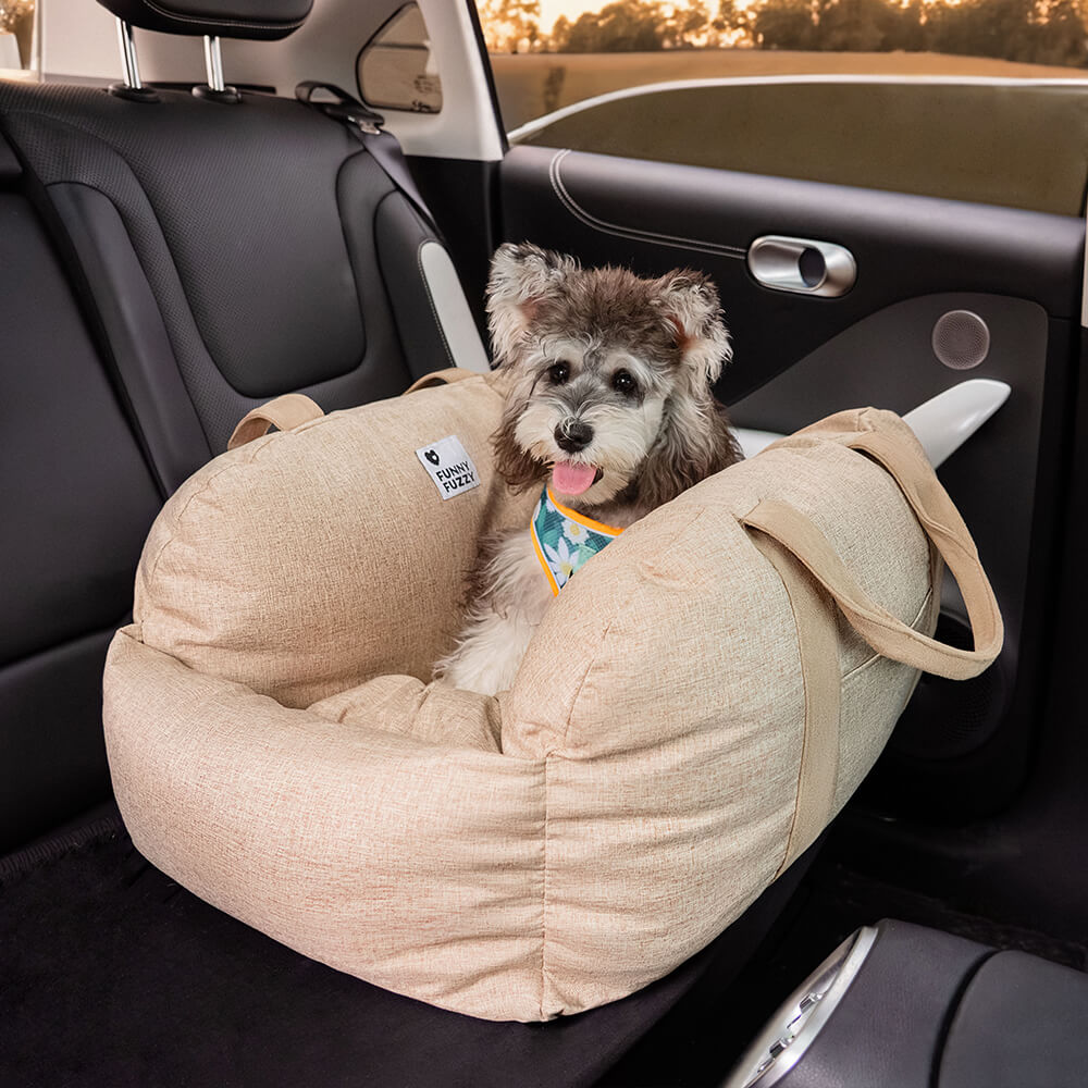 Hunde-Autositzbett, speziell für den Transport von Hunden im Auto konzipiert, sicher.