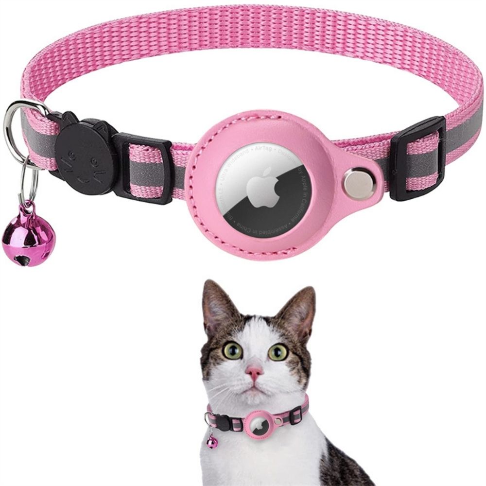 Stilvolles Katzenhalsband mit Reflektorstreifen und praktischem GPS-Fach als Tierzubehör.