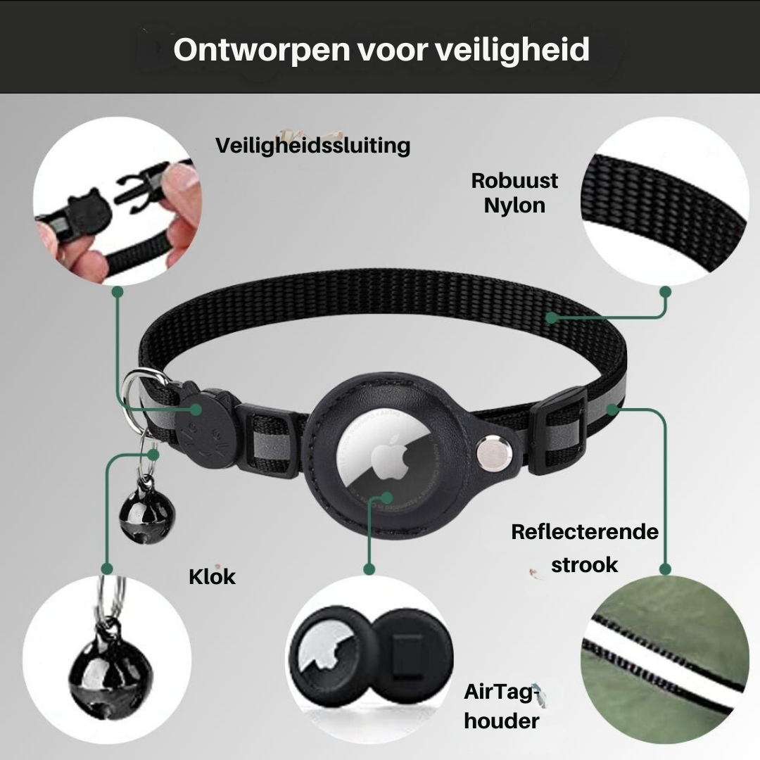 Reflektierendes Katzenhalsband mit GPS-Tracker-Fach für bessere Sichtbarkeit bei Nacht und Sicherheit.