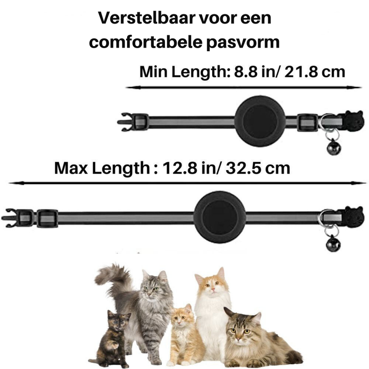 Katzenhalsband 'Sicher & Smart': mit GPS-Fach, Reflektorstreifen und reflektierenden Details.