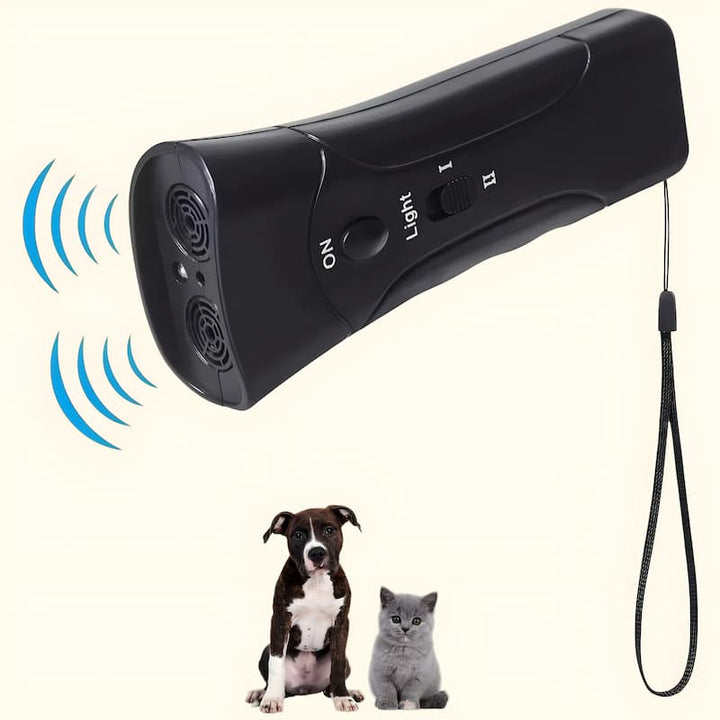 Schmerzfreies Ultraschall-Trainingsgerät SilentPaw für effektives Antibell- und Gehorsamstraining bei Haustieren.
