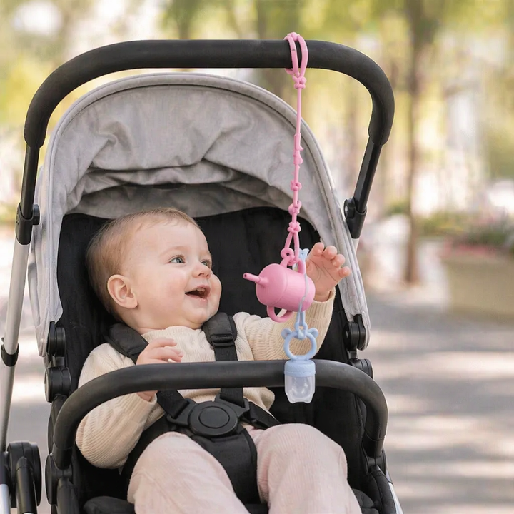 Silikon Anti-Verlust-Kette für Babyschnuller & Spielzeug, farbiges 5er Set Babyzubehör.
