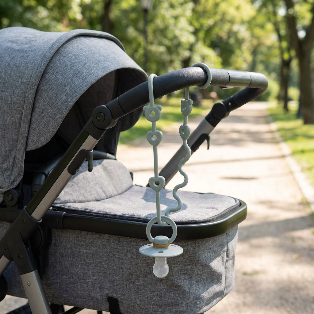 Baby Anti-Verlust-Kette aus Silikon, sichere Befestigung für Schnuller & Spielzeug, Elternhilfe.