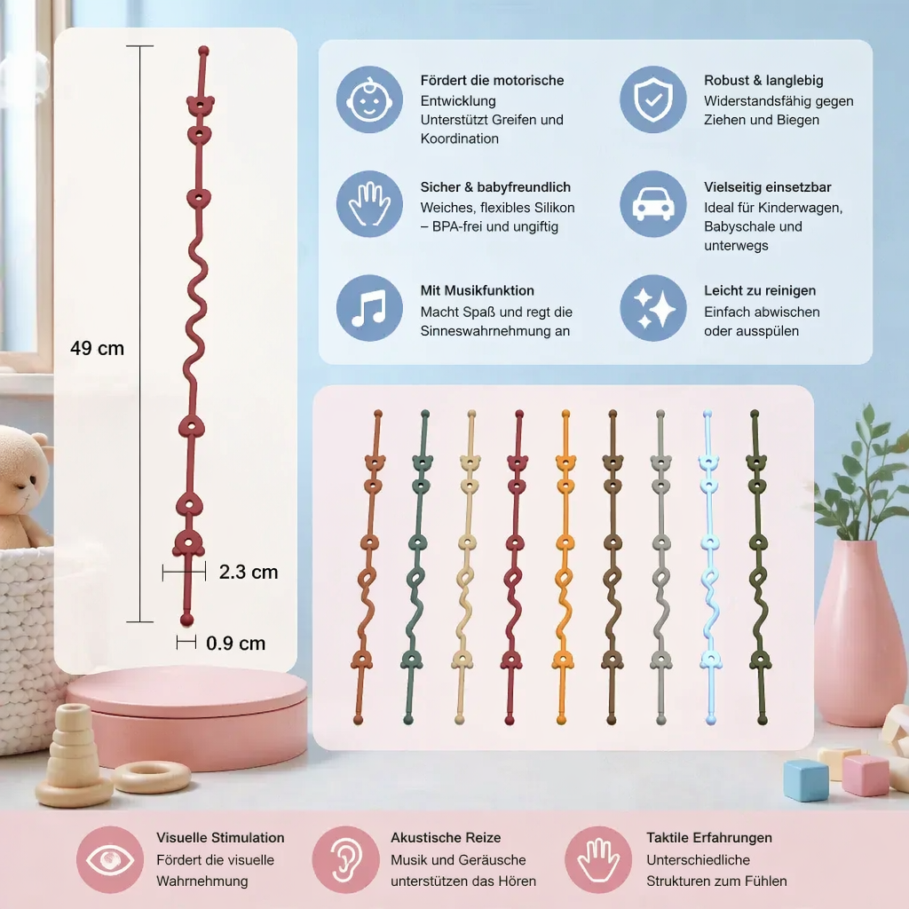 5er Set Anti-Verlust-Schnullerketten aus Silikon, ein Must-have Babyzubehör für Elternhilfe.