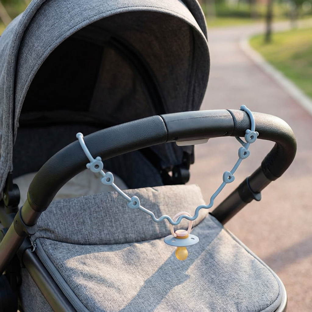 Sichere Anti-Verlust-Ketten aus Silikon, farbiges 5er Set für Babys & Kleinkinder, Geschenk Baby.