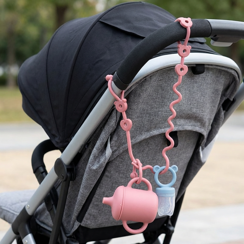 Baby Silikon Anti-Verlust-Kette, 5er Set Schnullerhalter, ideal als Geschenk Baby Zubehör.