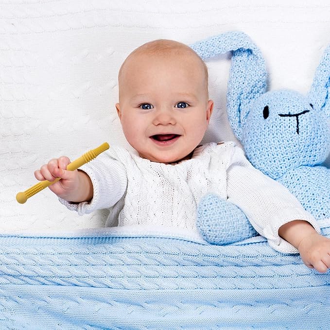 Silikon Beißröhrchen für Babys, sanfte Zahnungshilfe gegen Zahnungsschmerzen, BPA-frei.
